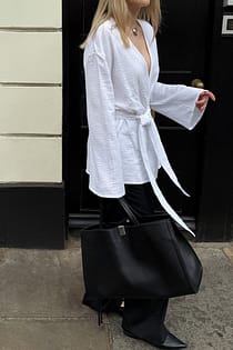 Structured Flowy Belted Blouse