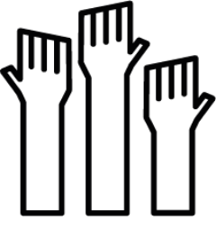 Three raised hands icon