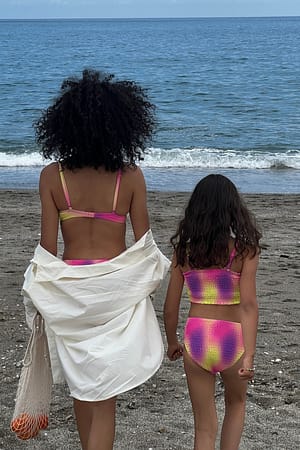 Orange/Purple Print Gesmockt bikinibroekje