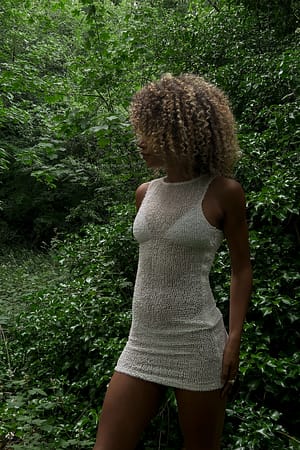 White Fringe Loop Mini Dress