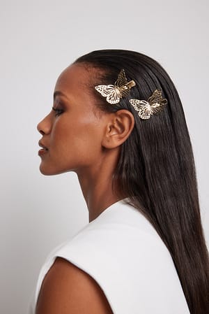 Gold 2-Pack Butterfly Hairclips