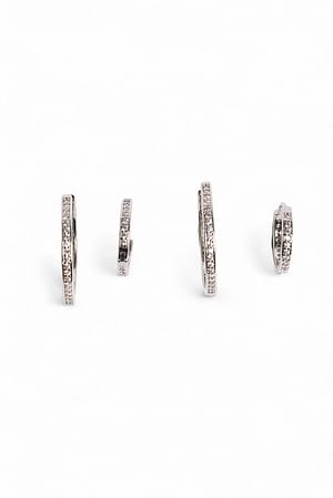 Silver 2-pack Rhinestone Hoops