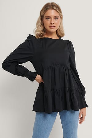 Black Rüschenbluse