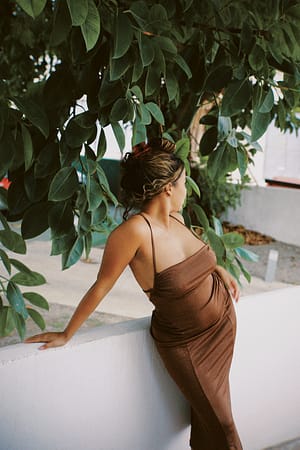 Brown Open Back Jersey Dress