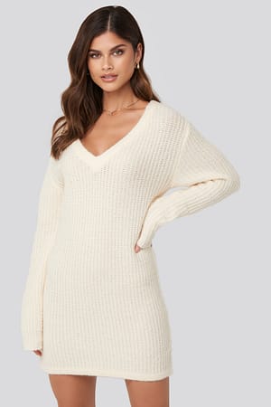 White Oversized Knitted Dress