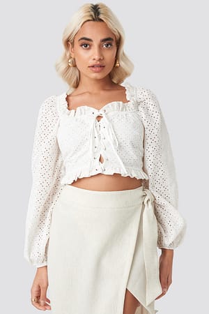Stone Broderie Anglais Crop Top