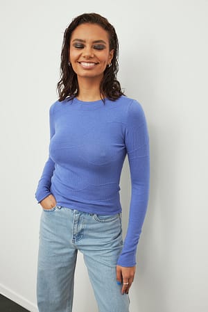 Blue Seam Detail Knitted Sweater
