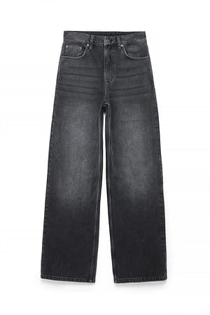 Dark Grey Alley brede jeans med høj talje
