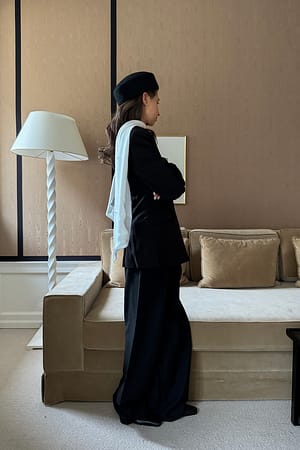Black Wide Mid Waist Pants