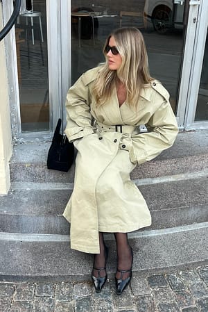 Beige Oversized klassisk trenchcoat