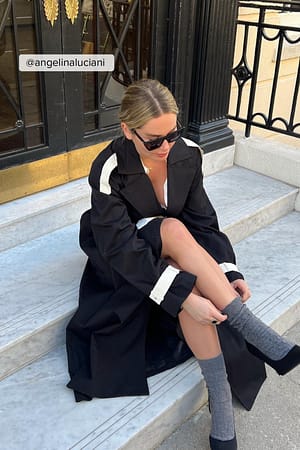 Black/Beige Double Buttoned Trenchcoat