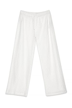 Off White Anglaise gerade geschnittene Hose