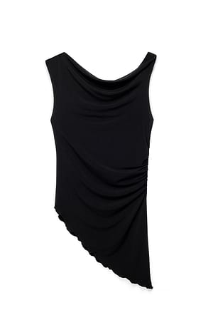 Black Asymmetrisk top i jersey
