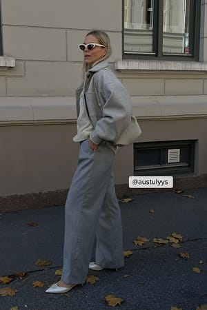 Grey Oversized Kort Jack In Wolmix