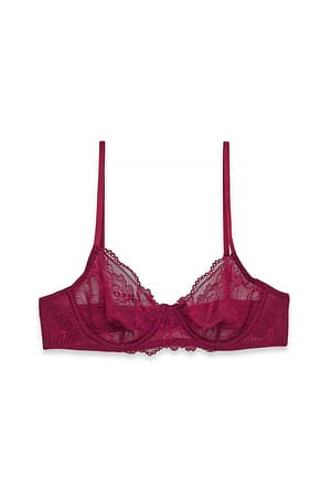 Wine Red Balconette-Spitzen-BH
