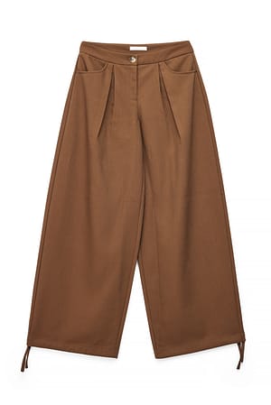 Brown Balloon Hem Mid Waist Pants