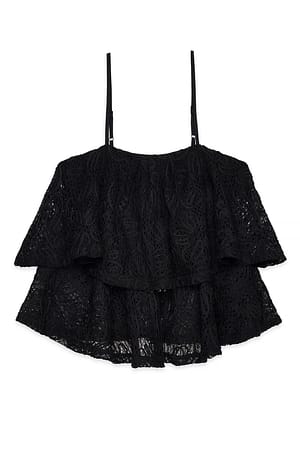Black Bandeau-topp med blonder
