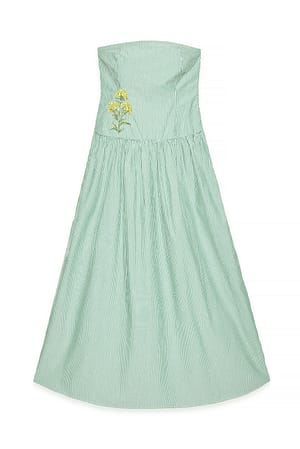 Green Stripe Bandeau-Midikleid