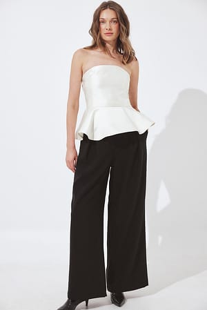 Cream Bandeau Peplum Top