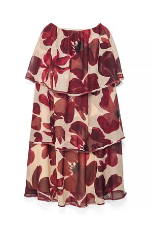 Abstract Floral Bandeau-Maxikleid mit Rüschen