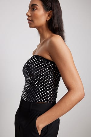 Black Bandeautop aus Samt