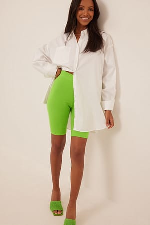 Green Basic Biker Shorts
