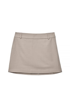 Light Taupe Minirock mit Gürtelschlaufe
