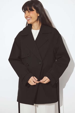 Black Belted Short Trenchcoat