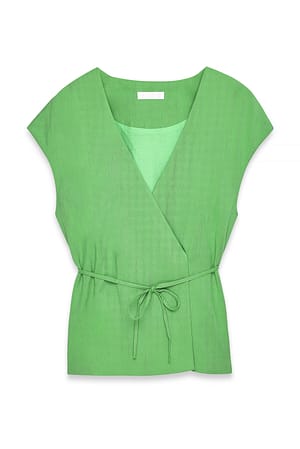 Green Haut cache-cœur avec ceinture