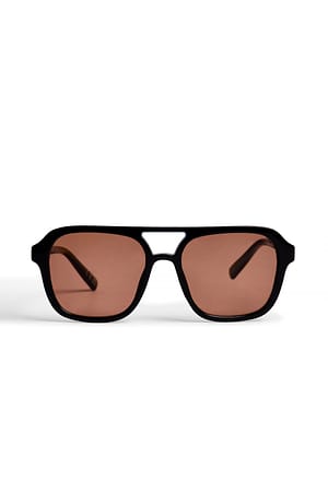 Black/Orange Stora retrosolglasögon