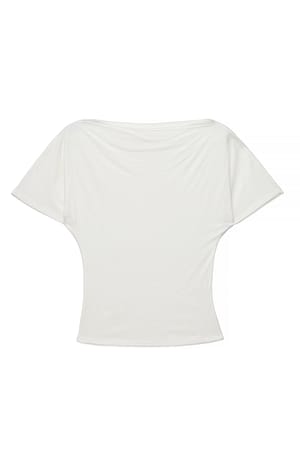 White T-shirt à encolure bateau