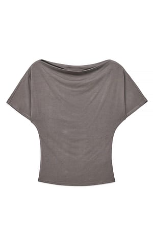 Taupe T-shirt à encolure bateau