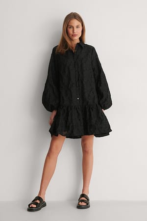 Black Balloon Sleeve Dress