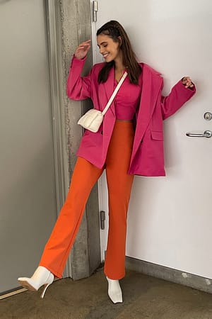 Orange Rust Bootcut Jersey Suit Pants