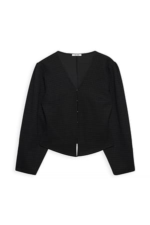 Black Långärmad bouclétopp