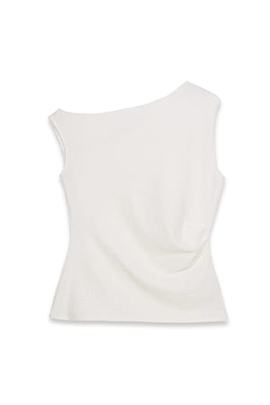 Offwhite ärmelloses Bouclé-Oberteil