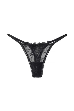 Black Tanga med rosettdetalj