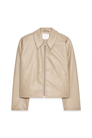 Beige Flettet jakke i PU