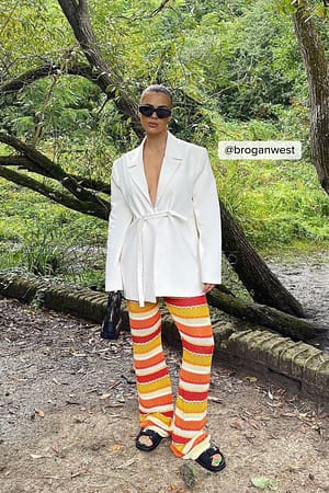Multi Gebreide broek met strepen