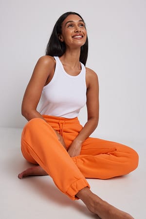 Orange Geborstelde joggingbroek met trekkoord