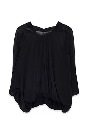 Black Top transparente con dobladillo de burbujas