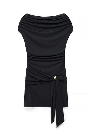 Black drapiertes Minikleid mit Schnallendetail