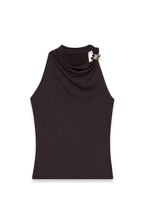 Dark Brown Buckle Detail Top