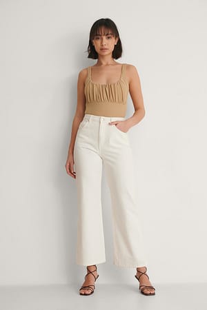 Beige Ruched Jersey Body