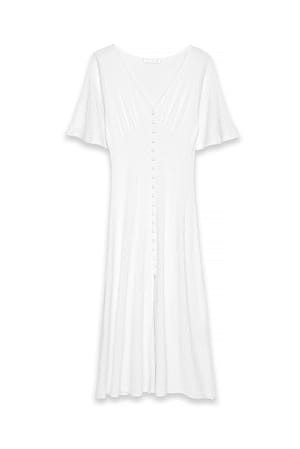 White Midikleid mit Knopfdetail