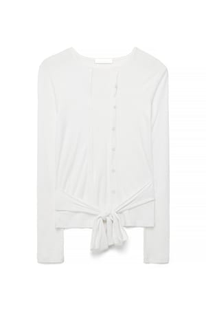Offwhite Lagen-Jersey-Top mit Knopfleiste