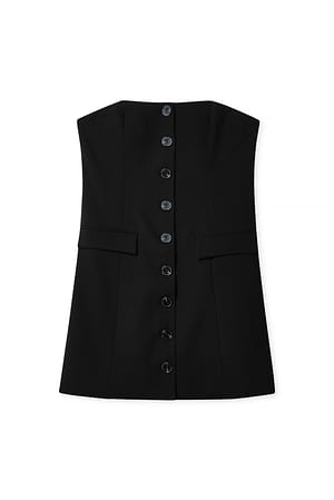 Black Figursyet minikjole med knapper foran
