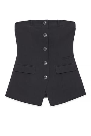 Dark Grey Buttoned Bandeau Top
