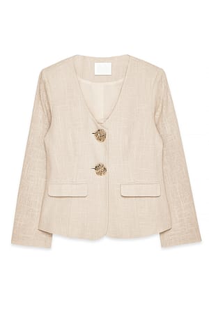 Beige Blazer mit Knopfdetail