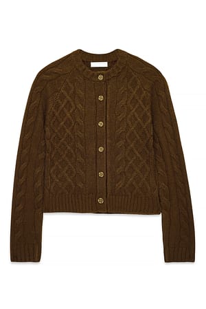 Brown Cable-Strickjacke